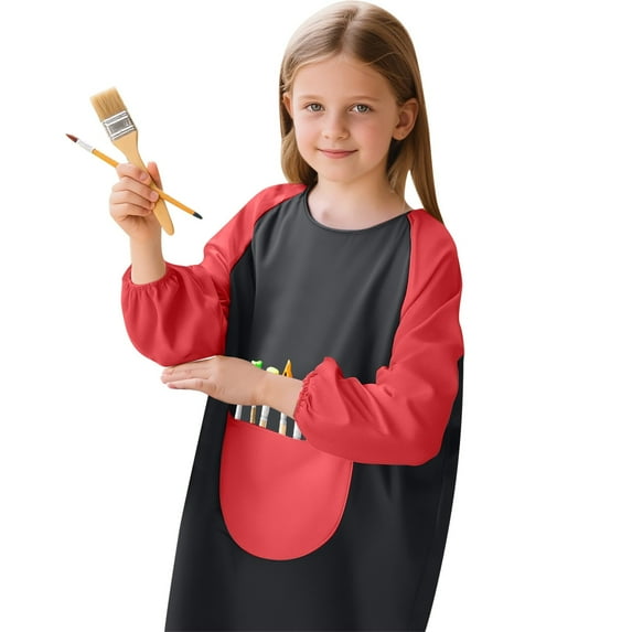 Kiijoy Kids Long Sleeve Art Smock Kids Craft Protective Wear Painting Apron, Sizes 6-8