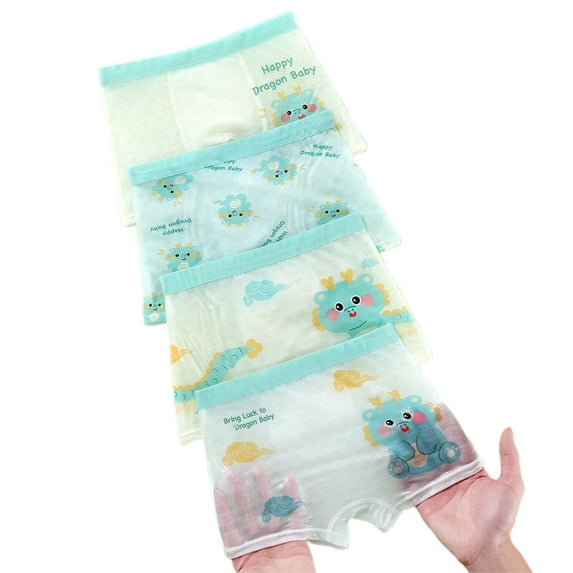 Kiijoy Little Boy's Breathable Lightweight Boxer Briefs Seamless Stretch Underwear, 4-Pack, Sizes 5-7