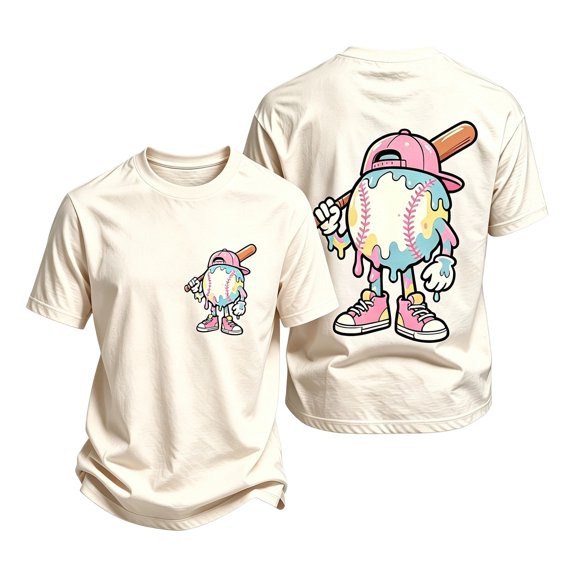 Kiijoy Little Boys Baseball Shirts Casual Active Short Sleeve Graphic Tee, Beige, Size 6-7
