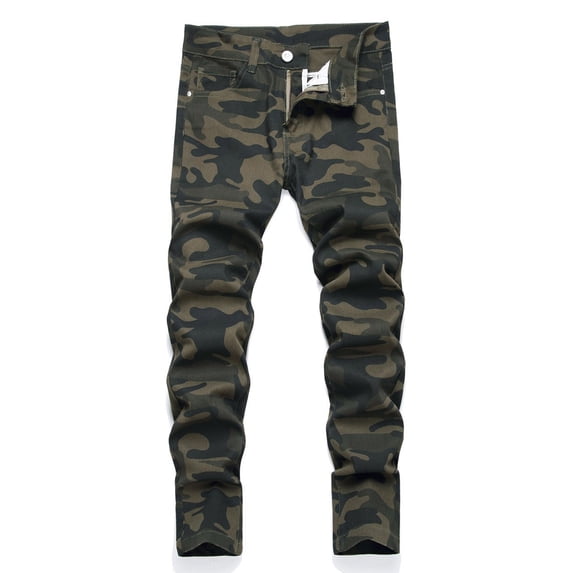 Kiijoy Little Boys Camo Fit Jeans Fashion Stretch Denim Pants Streetwear, Sizes 5-6