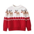 thumbnail image 1 of Kiijoy Little Boys Christmas Sweater Xmas Cartoon Deer Knitted Pullover, Sizes 6-7, 1 of 7
