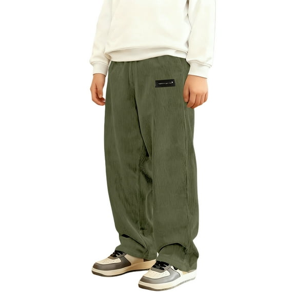 Kiijoy Little Boys Corduroy Pants Casual Baggy Straight Leg Trousers for Kids, Sizes 5-16