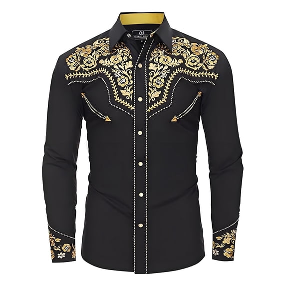 Kiijoy Little Boys Cowboy Shirt Vintage Long Sleeve Button Down Shirt for Kids, Sizes 4-13