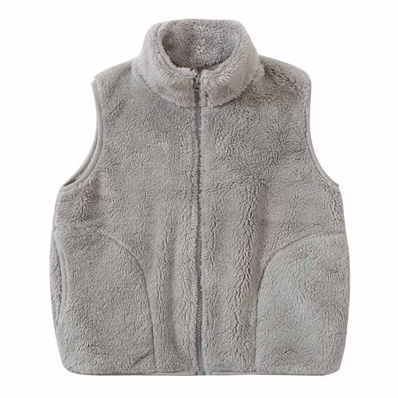 Kiijoy Little Boys Fleece Vest Zip Up Sleeveless Outerwear Coat for Children, Sizes 5-6
