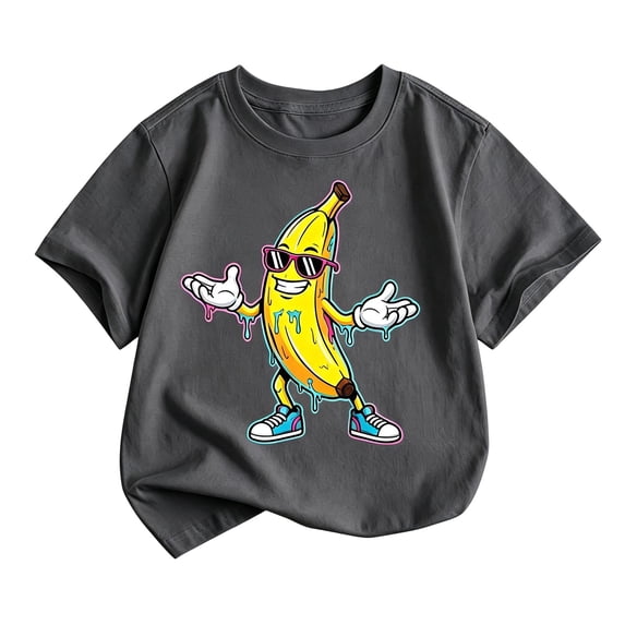Kiijoy Little Boys Funny Banana Graphic Tee Short Sleeve Crew Neck T-Shirt, Sizes 6-7