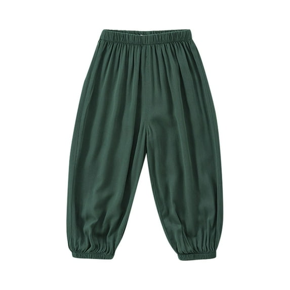 Kiijoy Little Boys Linen Harem Pants Summer Bloomers Breathable Loose Trousers, Sizes 5-6