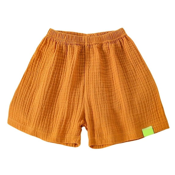 Kiijoy Little Boys Linen Shorts Casual Solid Breathable Lightweight Shorts, Sizes 6-7
