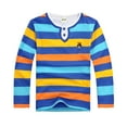 thumbnail image 1 of Kiijoy Little Boys Long Sleeve Casual Striped Polo Shirt Leisure Henley T-Shirt Undershirt, 1 of 3