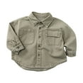 thumbnail image 1 of Kiijoy Little Boys Long Sleeved Denim Shirt Solid Casual Button Down Shirt, Sizes 5-6, 1 of 3