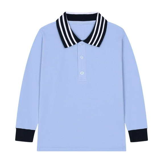 Kiijoy Little Boys Long Sleeve Polo Shirt School Uniform Versatile T-Shirt, Sizes 6-7