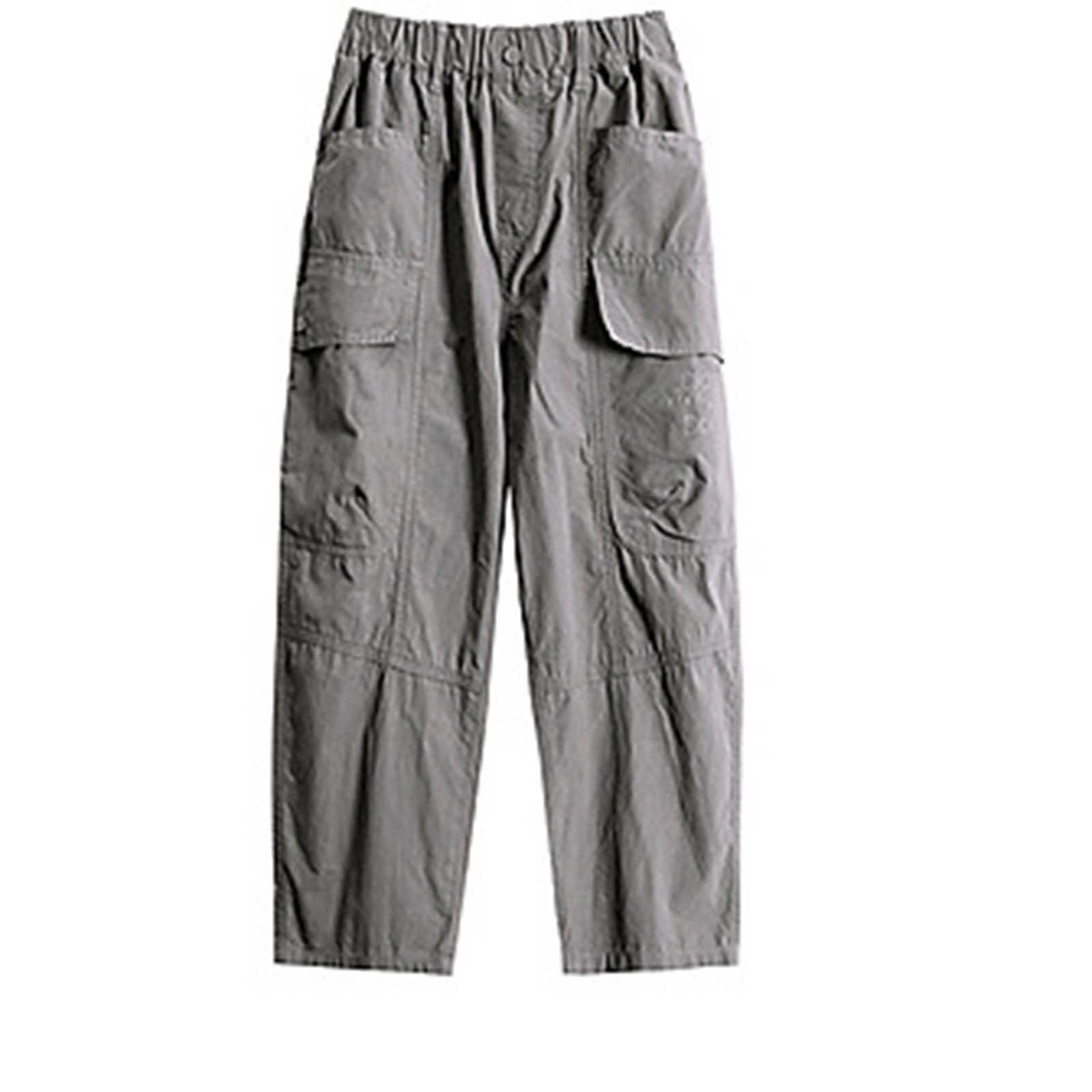 Kiijoy Tween Boys Loose Cargo Pants Cotton Solid Casual Pants
