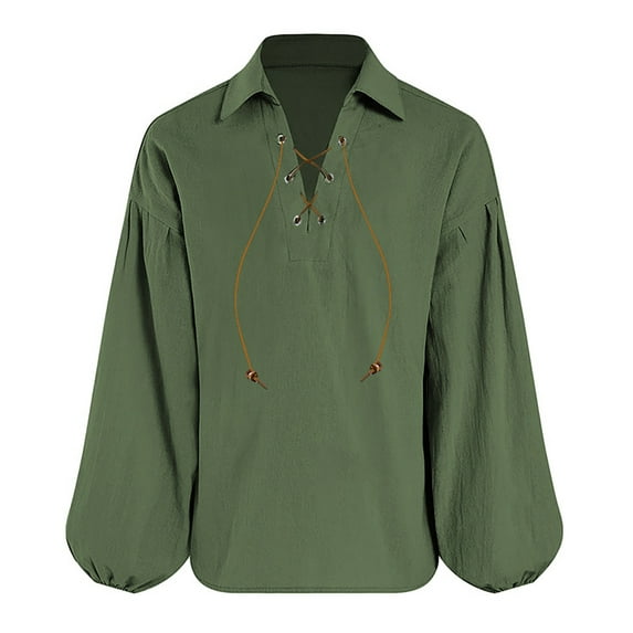 Kiijoy Little Boys Medieval Shirt Renaissant Lace Up Scottish Retro Shirt,Green