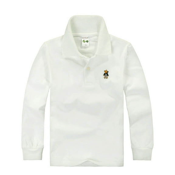 Kiijoy Little Boys Polo Shirt Long Sleeves Turn Down Collar Shirt for Kids, Sizes 5-6