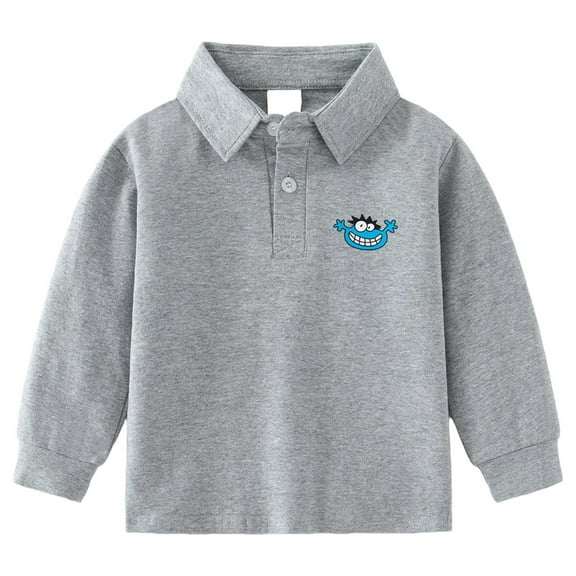 Kiijoy Little Boys Polo Shirt Turn Down Collar Long Sleeve Shirt Undershirt, Sizes 5-6