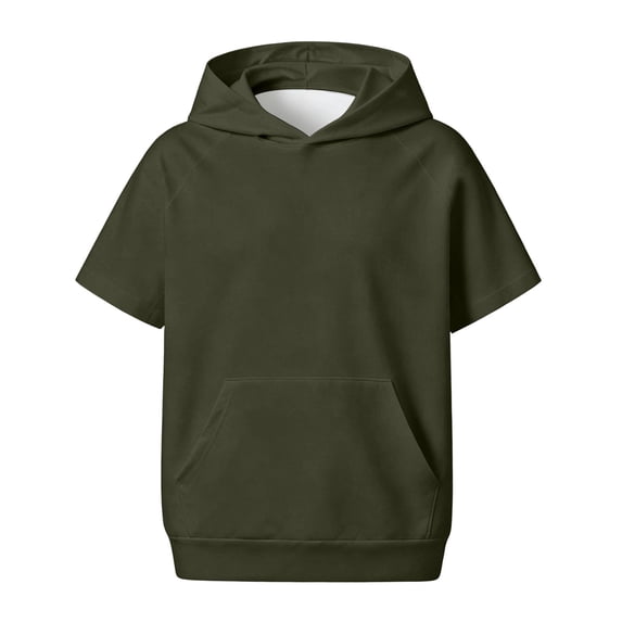 Kiijoy Little Boys Short Sleeve Hooded T-Shirt Casual Active T Shirt Tee, Sizes 7-8