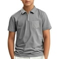 thumbnail image 1 of Kiijoy Little Boys Solid Zipper Polo Shirt Short Sleeve Versatile T-Shirt, Sizes 5-6, 1 of 3