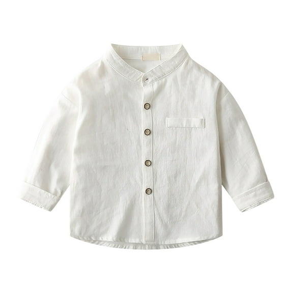 Kiijoy Little Boys Summer Button Up Dress Shirt Casual Lightweight Long Sleeve Shirt, Sizes 1-6