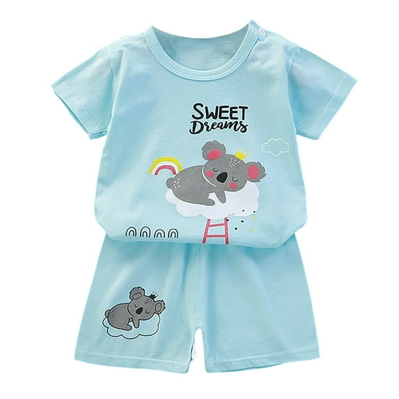 Kiijoy Little Boys Summer Clothes Set Cartoon Short Sleeve T-Shirt Shorts Sets, Sizes 5-6
