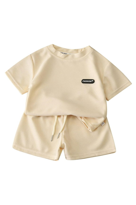 Little Boys Summer Outfits Short Sleeve Sports T Shirt and Shorts Set, Sizes 5-6