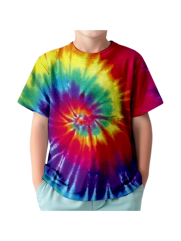 Little Boys Tie Dye T-Shirt Kids Casual Short Sleeve T Shirt Tee, Sizes 3-13 & Husky
