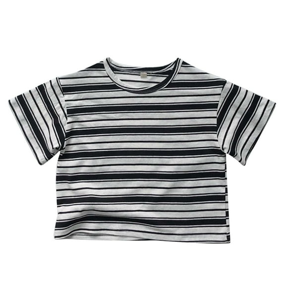 Kiijoy Little Boys Vintage Striped T-Shirt Short Sleeve Crew Neck T Shirt, Sizes 6-7Y