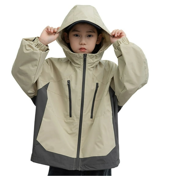 Kiijoy Little Boys Windbreaker Lightweight Hooded Jacket Kids Zip Up Outerwear Rain Coat