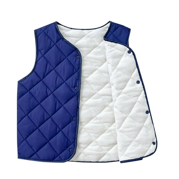 Kiijoy Little Boys Winter Padded Vest Unisex Solid Color Sleeveless Jacket, Sizes 5-6