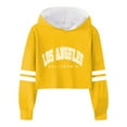 thumbnail image 1 of Kiijoy Little Girls Active Hoodie Los Angeles Printed Cropped Hooded Sweatshirt Pullover, 1 of 3