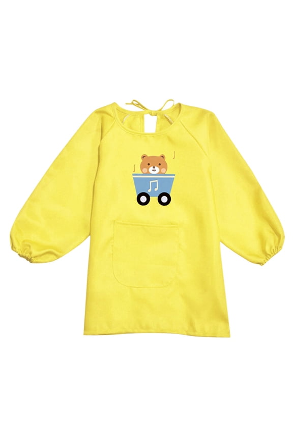 Little Girls Art Smock Apron with Pocket Long Sleeve Painting Aprons, Sizes 4-8