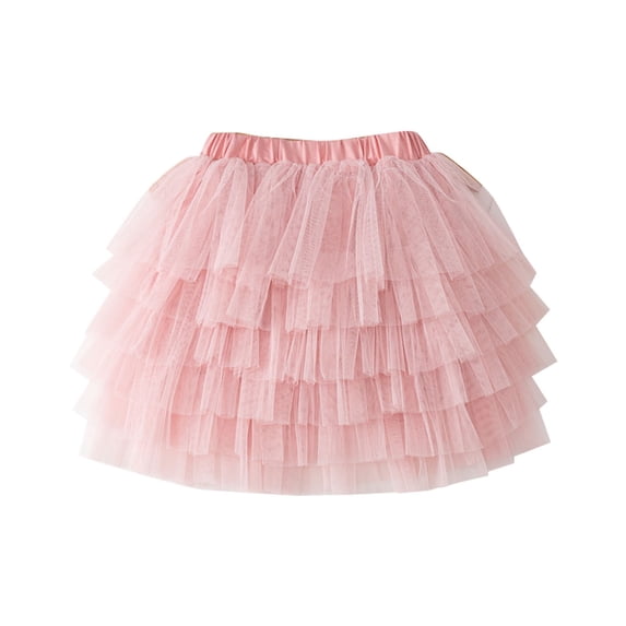 Kiijoy Little Girls Ballet Dance Tutu Skirt A Line Layered Princess Tulle Skirt, Pink