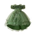 thumbnail image 1 of Kiijoy Little Girls Birthday Party Dress Floral Embroidery Ruffles Pageant Gown, Green, 1 of 2