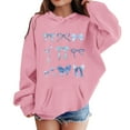 thumbnail image 1 of Kiijoy Little Girls Bow Print Hoodie Loose Casual Pullover Hooded Sweatshirt, Sizes 5-6, 1 of 3