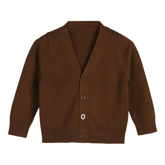 Kiijoy Little Girls Cardigan Sweater Solid V Neck Button-Down Knitwear Coat, Sizes 6-7
