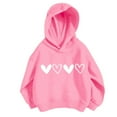 thumbnail image 1 of Kiijoy Little Girls Casual Hoodie Hearts Print Pullover Hooded Sweatshirt, Sizes 5-6, 1 of 8