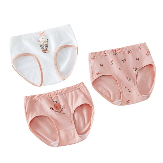 Kiijoy Little Girls Cotton Briefs Underwear Breathable Comfortable Soft Panties, 3-Pack, Sizes 6-7