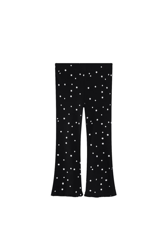 Little Girls Cotton Pants with Star Print Kids Stretch Casual Pants, Sizes 5-6