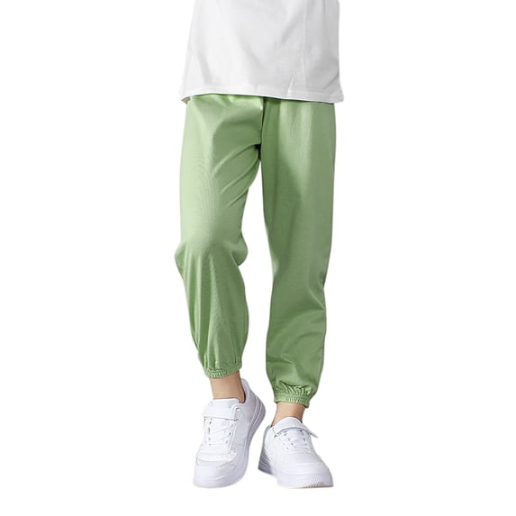 Kiijoy Little Girls Cotton Sweatpants Solid Color Unisex Casual Jogger Pants, Sizes 5-6