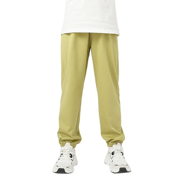 Kiijoy Little Girls Cotton Sweatpants Solid Color Unisex Casual Jogger Pants, Sizes 5-6