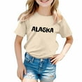 thumbnail image 1 of Kiijoy Little Girls Cotton T Shirt Alaska Print Short Sleeved Crewneck T-Shirt Graphic Tee, 1 of 3