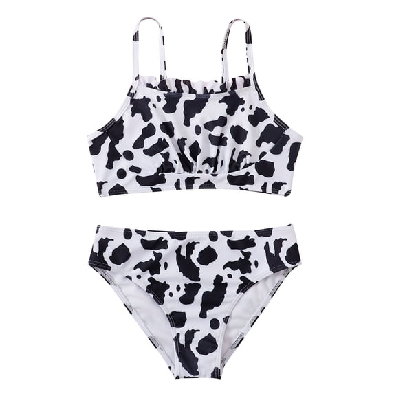 Kiijoy Little Girls Cow Print Bikini Swimsuit Lightweight Quick-Dry Bathing Suit Swim Set
