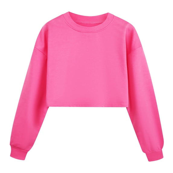 Kiijoy Little Girls Fall Sweatshirt Unisex Casual Sports Crew Neck Pullover Top, Sizes 6-7