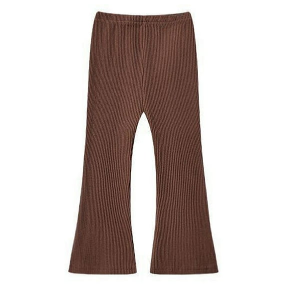 Kiijoy Little Girls Flare Pants Casual Knitted Stretch High Waisted Leggings, Sizes 6-7