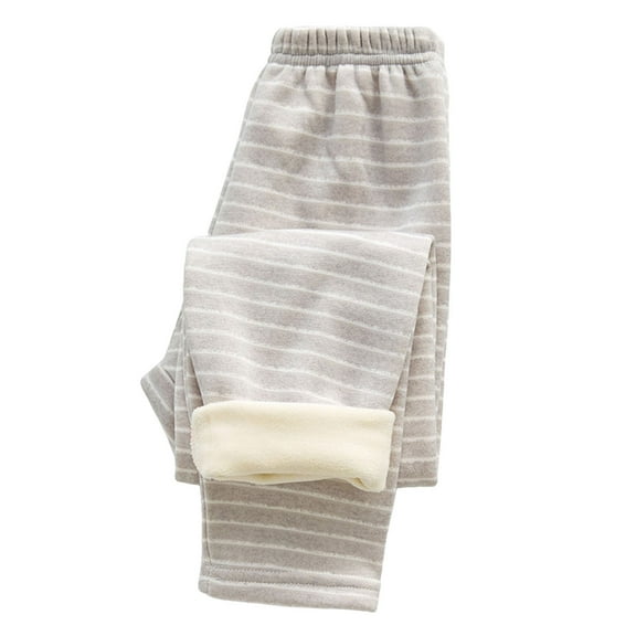 Kiijoy Little Girls Lined Pajama Pants Kids Striped Cozy Sleep Pants, Sizes 5-6