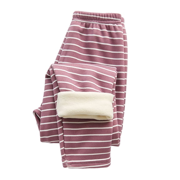 Kiijoy Little Girls Lined Pajama Pants Kids Striped Cozy Sleep Pants, Sizes 6-7