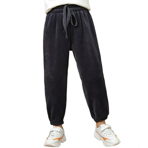 Kiijoy Little Girls Lined Sweatpants Cozy Loose Fit Jogger Pants, Sizes 6-7