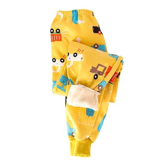 Kiijoy Little Girls Fleece Sleep Pants Cartoon Print Warm Cozy Pajama Pants, Sizes 5-6