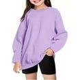 thumbnail image 1 of Kiijoy Little Girls Sweatshirt Oversized Solid Casual Pullover Top, Sizes 5-6, 1 of 5