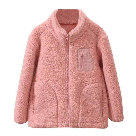 Kiijoy Little Girls Fleece Warm Zip Up Jacket Thickened Windproof Soft Coat Outerwear