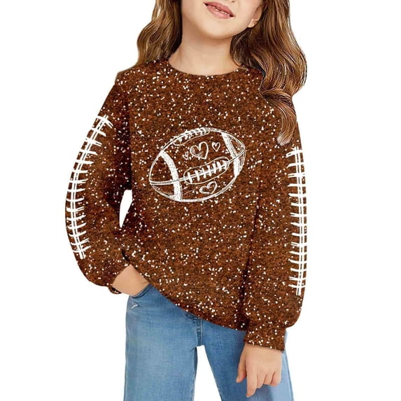 Kiijoy Little Girls Football Graphic Sweatshirt Casual Sports Pullover Top, Sizes 5-6