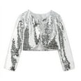 thumbnail image 1 of Kiijoy Little Girls Glitter Sequin Shirt Performance Long Sleeve Cardigan, Sizes 6-7, 1 of 8